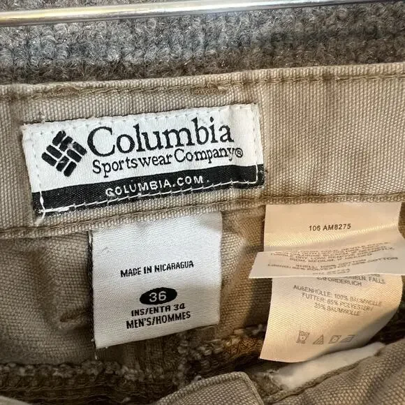 Columbia Pants‎ Mens 36 Beige Chino Cargo Carpenter Utility Chino Pants Outdoors - Picture 8 of 15